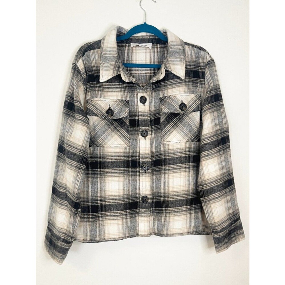 BB Dakota Steve Madden Plaid Shacket XXL Neutral Flannel Jacket Button Front